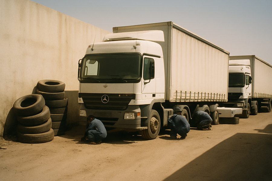 Vehicle maintenance yard in Abu Dhabi